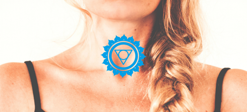 Символ чакры Вишудха на горле